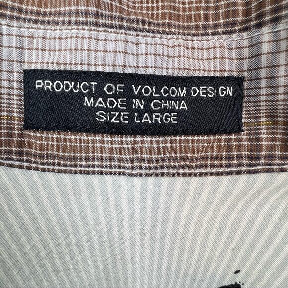 Volcom Mens Howdy Partner Western Long Sleeve Pearl Snap Shirt L Plaid Casual - Picture 6 of 7